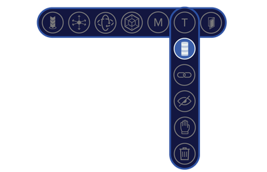 The HoloLens totem UI system — two nav strips of task icons designed for the JPL prototype